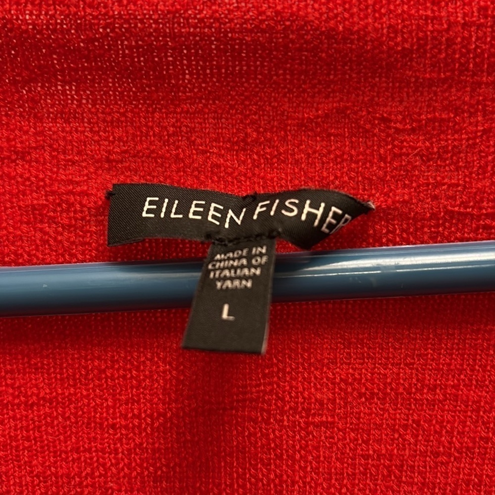 Eileen Fisher 100% Merino Wool Red Cowl Neck Sweater Top Size Large - Picture 5 of 10